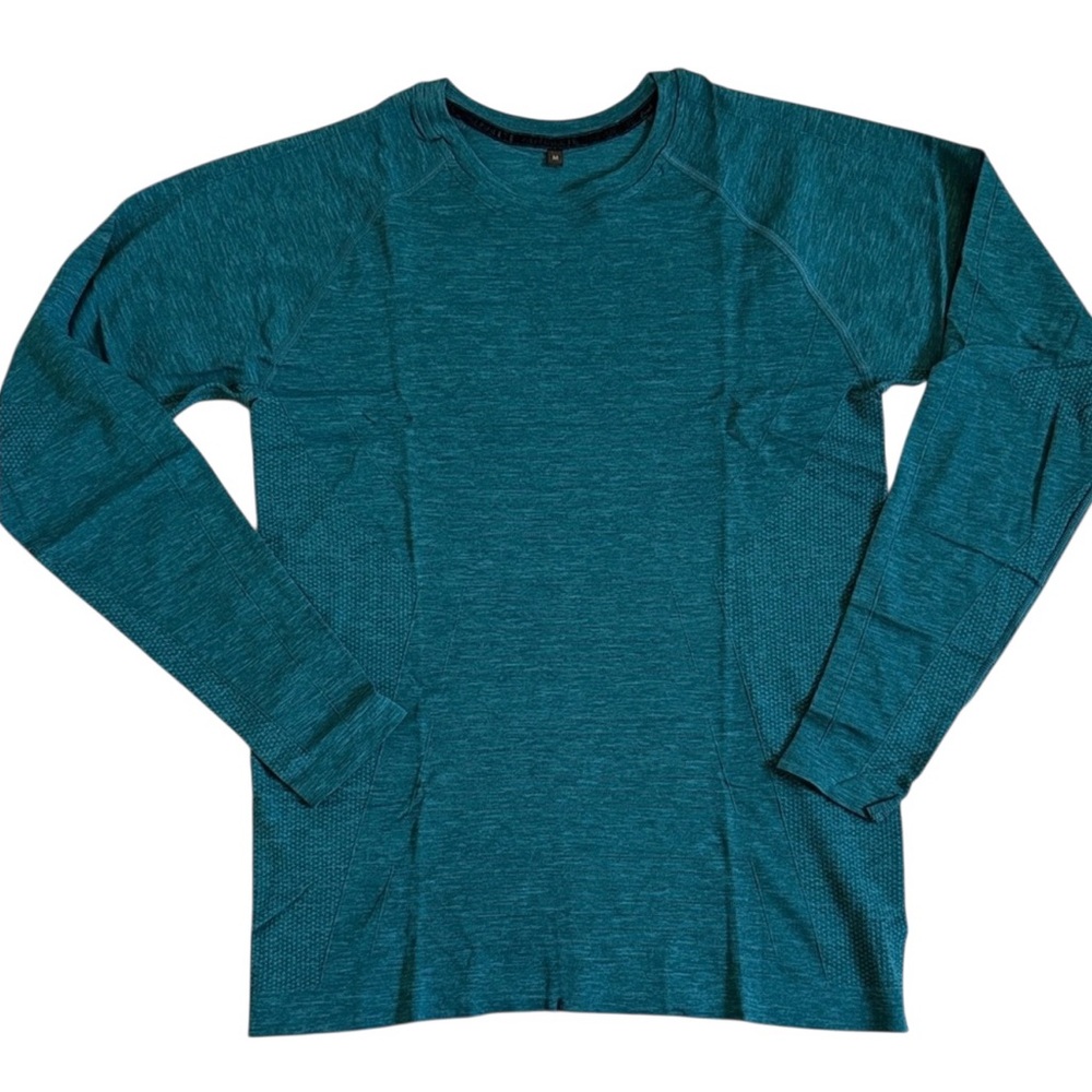 Alphalete Men's Hero Seamless Long Sleeve in Trident Blue: Medium